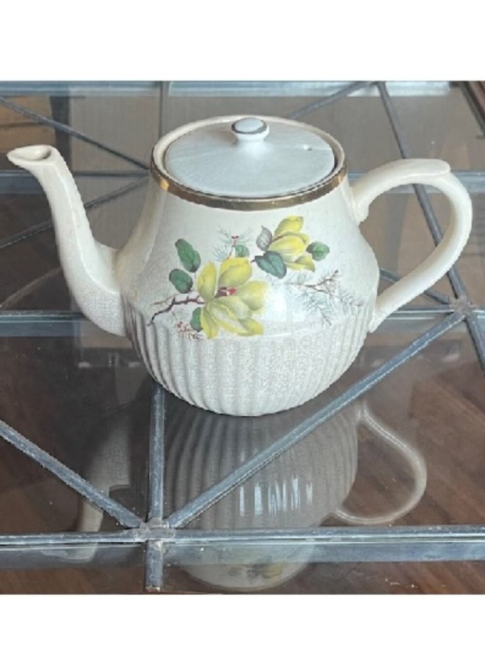 Vintage Arthur Wood Ironstone Floral Teapot 1950s